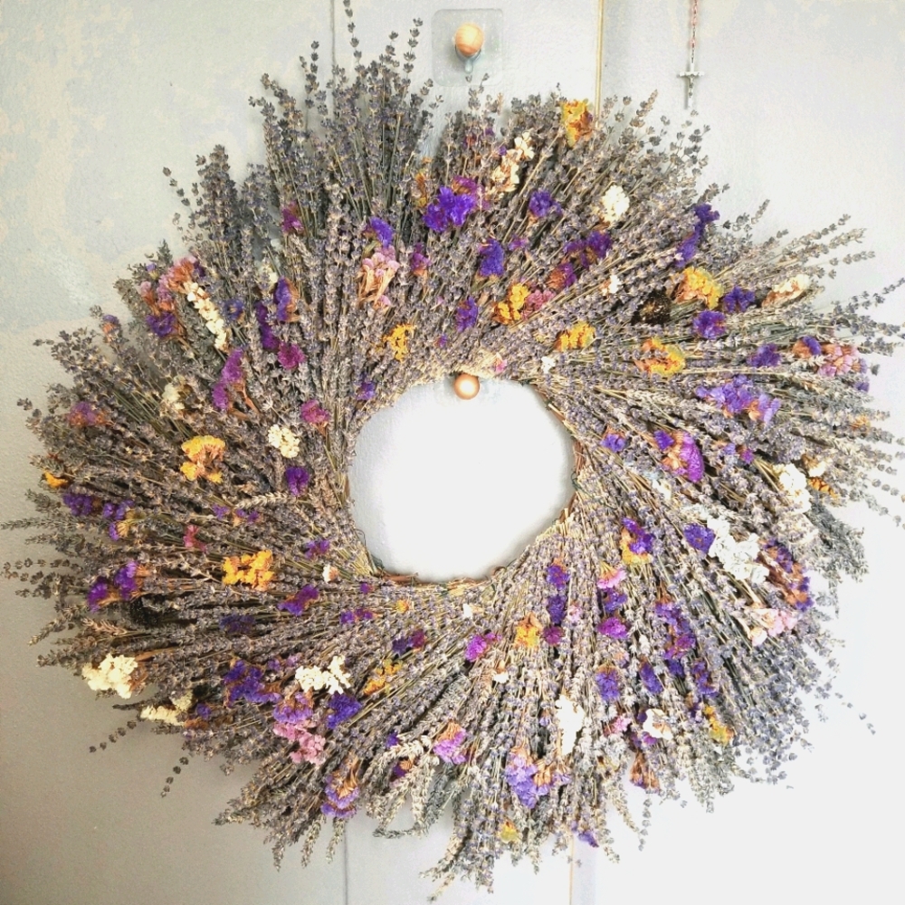 Dried Lavender and statice Wreath 28"